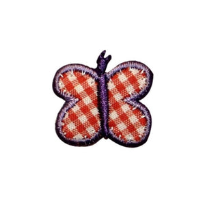 ID 2150A Plaid Butterfly Patch Garden Bug Picnic Embroidered Iron On Applique