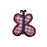 ID 2150B Plaid Butterfly Patch Garden Bug Picnic Embroidered Iron On Applique