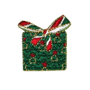 ID 8179B Christmas Present With Bow Patch Holiday Embroidered Iron On Applique