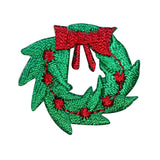 ID 8183A Christmas Wreath Patch Holiday Decoration Embroidered Iron On Applique