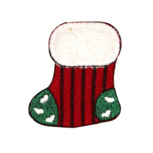 ID 8189A Fuzzy Christmas Stocking Patch Felt Sock Embroidered Iron On Applique