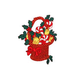 ID 8190A Candy Cane Christmas Basket Patch Decorate Embroidered Iron On Applique