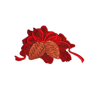 ID 8190B Festive Pinecones With Bow Patch Christmas Embroidered Iron On Applique