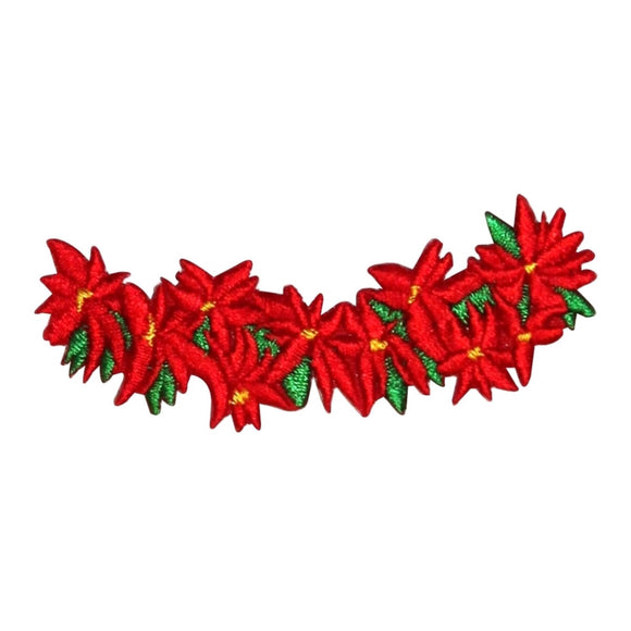 ID 8191B Poinsettia Garland Patch Christmas Flower Embroidered Iron On Applique