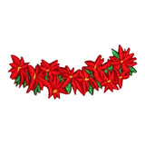 ID 8191B Poinsettia Garland Patch Christmas Flower Embroidered Iron On Applique