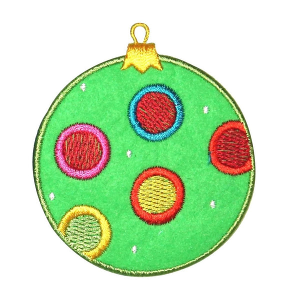 ID 8195A Fuzzy Spotted Ornament Patch Christmas Ball Felt Iron On Applique
