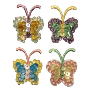 ID 2159ABCD Set of 4 Sequin Butterfly Patches Cute Bug Insect Iron On Applique