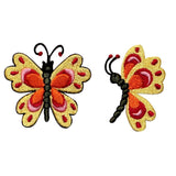 ID 2160AB Set of 2 Spring Butterfly Patches Insect Embroidered Iron On Applique