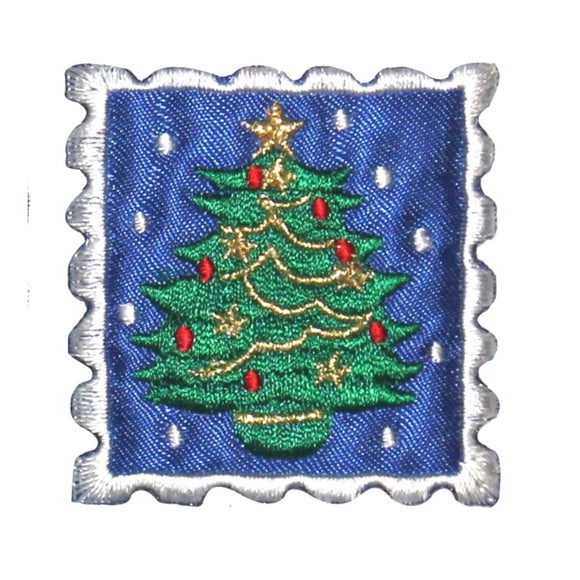 ID 8202B Christmas Tree Stamp Patch Holiday Collect Embroidered Iron On Applique