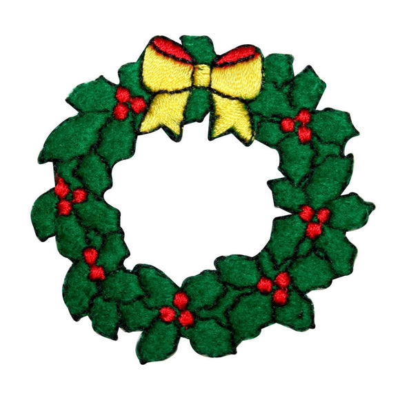 ID 8208A Felt Christmas Wreath Patch Door Decoration Embroidered IronOn Applique