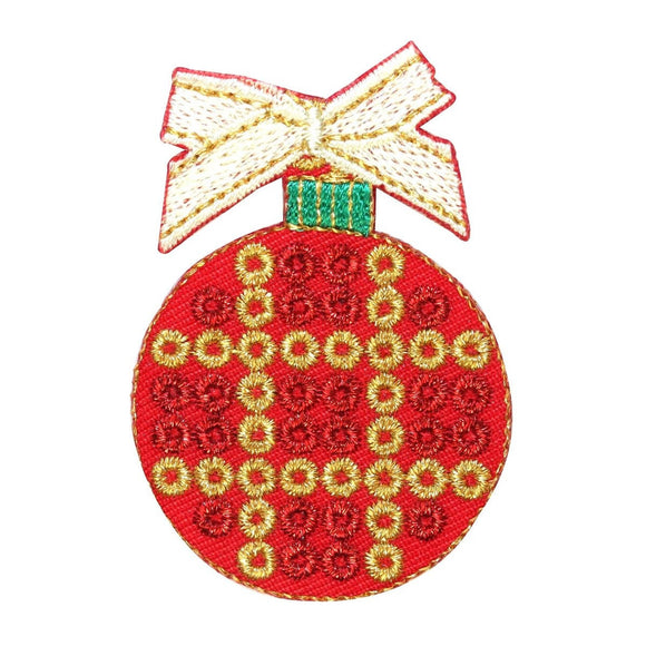 ID 8211A Shiny Christmas Tree Ornament Patch Ball Embroidered Iron On Applique