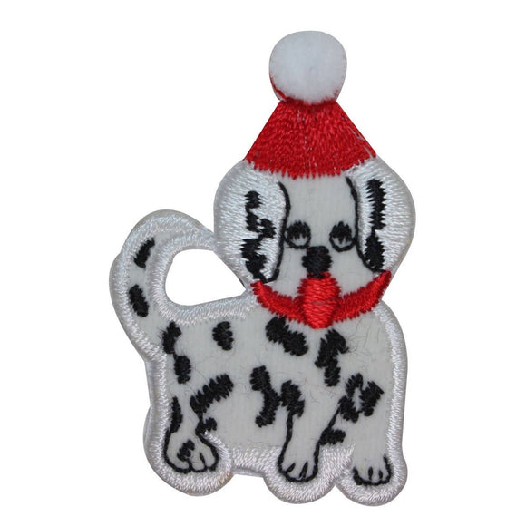 ID 8214A Christmas Dalmatian Puppy Patch Holiday Dog Embroidered IronOn Applique