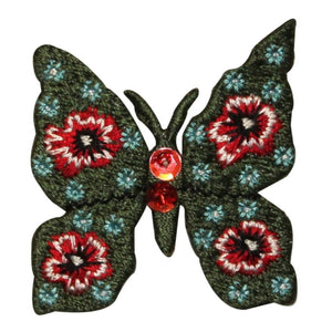 ID 2180 Floral Butterfly Sequin Patch Garden Insect Embroidered Iron On Applique