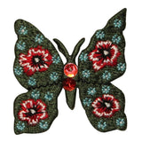 ID 2180 Floral Butterfly Sequin Patch Garden Insect Embroidered Iron On Applique