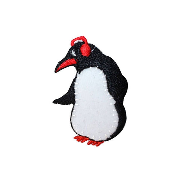 ID 8219C Penguin With Ear Muffs Patch Dancing Artic Embroidered Iron On Applique