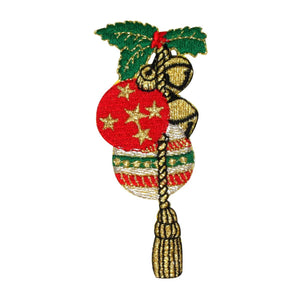 ID 8225C Holiday Ornaments and Bells Patch Christmas Embroidered IronOn Applique