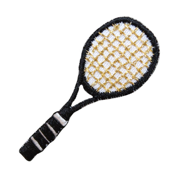 ID 1557 Tennis Racket Patch Black Racquet Sports Embroidered Iron On Applique