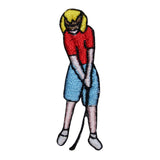 ID 1582 Woman Golfer Patch Golf Putting Tee Off Embroidered Iron On Applique