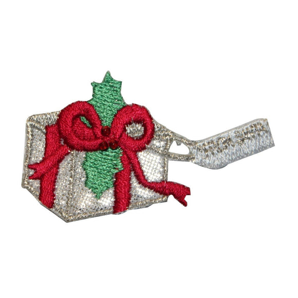 ID 8241 Christmas Present With Tag Patch Gift Box Embroidered Iron On Applique