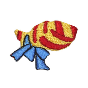 ID 8245 Lot of 3 Gift Wrapped Fish Patch Present Embroidered Iron On Applique