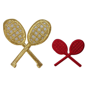 ID 1588AB Set of 2 Tennis Racket Patches Racquet Embroidered Iron On Applique