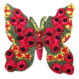 ID 2190 Floral Butterfly Patch Flower Garden Bug Embroidered Iron On Applique