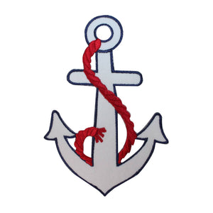 ID 2612 Nautical Anchor With Rope Patch Boat Ship Marine Iron On Applique