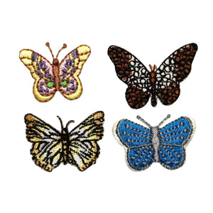 ID 2311A-D Set of 4 Assorted Butterfly Patches Bug Embroidered Iron On Applique