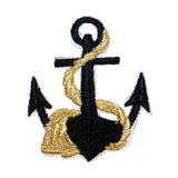 ID 2620 Anchor With Gold Chain Patch Nautical Icon Embroidered Iron On Applique