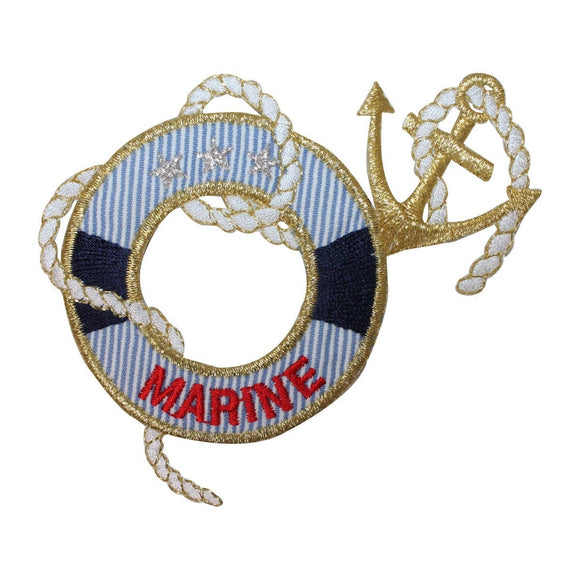 ID 2651 Marine Life Preserve Patch Anchor Chain Ship Embroidered IronOn Applique