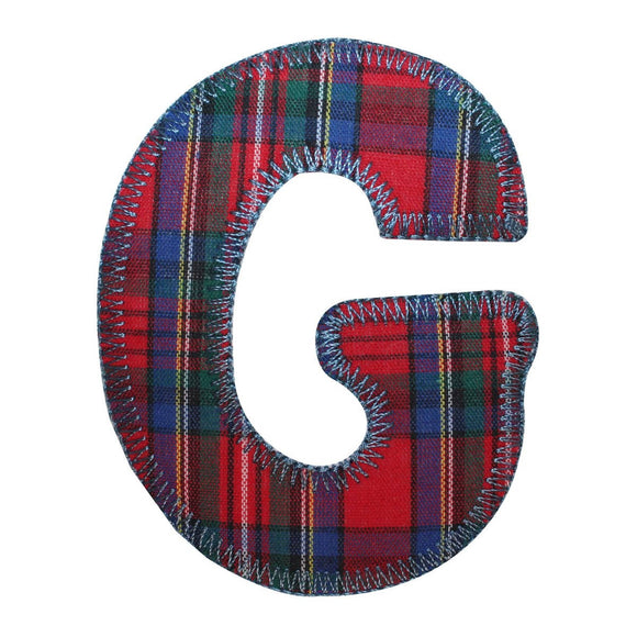 ID 1593A Plaid G Golf Patch Sport Badge Craft Embroidered Iron On Applique
