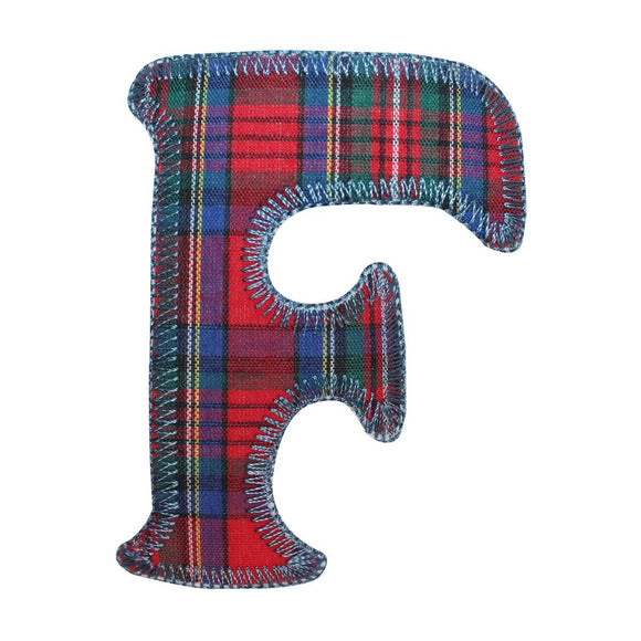 ID 1593D Plaid F Golf Patch Sport Badge Craft Embroidered Iron On Applique