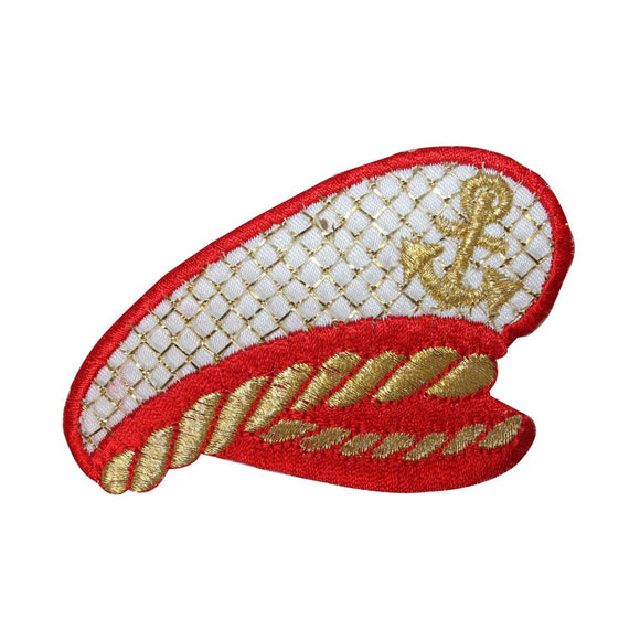 ID 2668 Gold Lattice Captain Hat Patch Ship Boat Cap Embroidered IronOn Applique