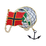 ID 2674 Nautical Flag Globe Patch Craft Ship Marine Embroidered Iron On Applique