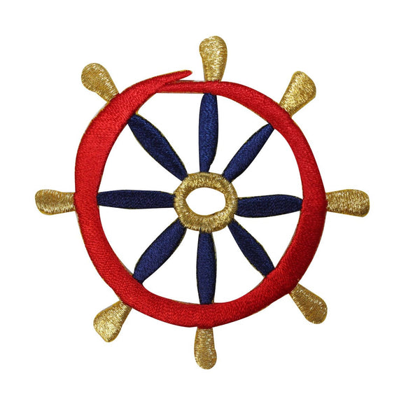 ID 2677 Nautical Ship Wheel Patch Boat Steer Marine Embroidered Iron On Applique