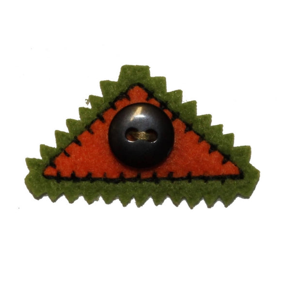 ID 2343 Triangle Craft With Button Patch Design Emblem Felt Iron On Applique