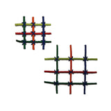ID 2350AB Set of 2 Intersecting Lines Patches Checkered Stitch Iron On Applique