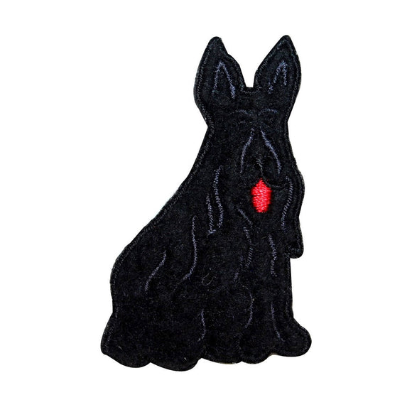 ID 2807 Fuzzy Black Scottish Terrier Patch Dog Pet Embroidered Iron On Applique
