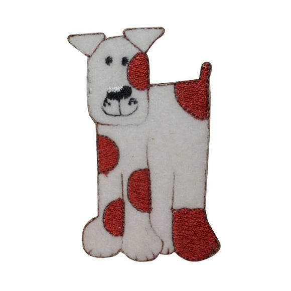 ID 2821 Fluffy Spotted Dog Patch Puppy Felt Pet Embroidered Iron On Applique