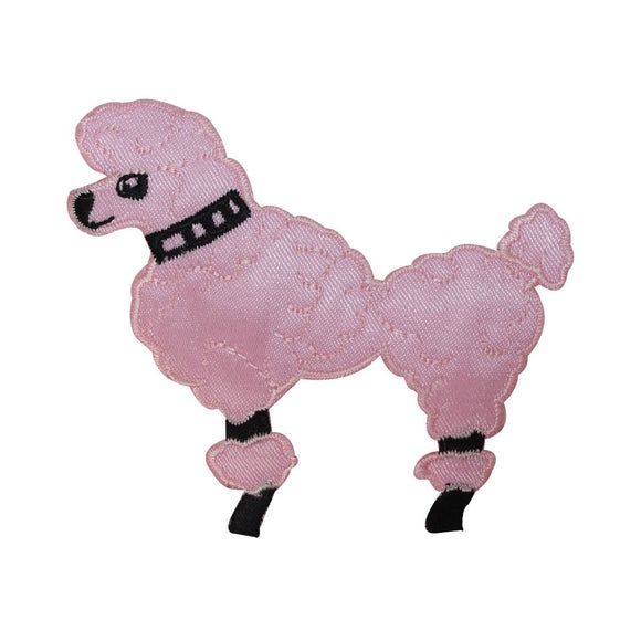 ID 2735A Pink Poodle Patch Fluffy Dog Pet Fancy Embroidered Iron On Applique