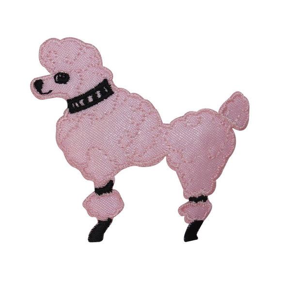 ID 2735B Pink Poodle Patch Fluffy Dog Pet Fancy Embroidered Iron On Applique