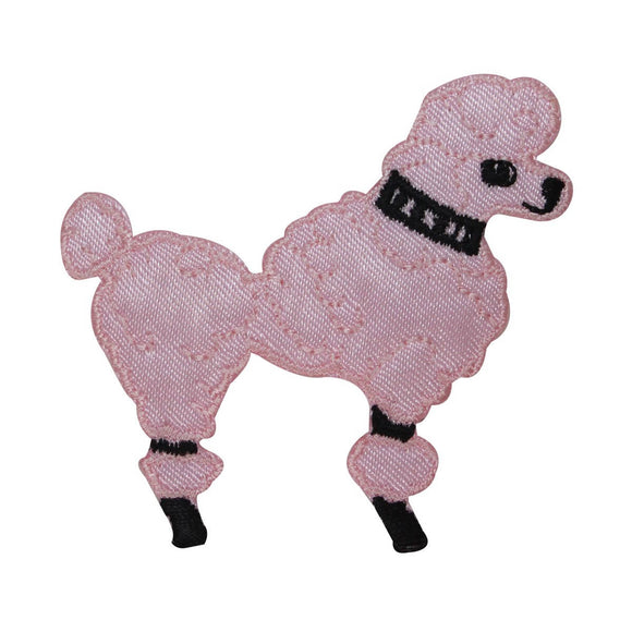 ID 2737A Pink Poodle Patch Fluffy Dog Pet Fancy Embroidered Iron On Applique