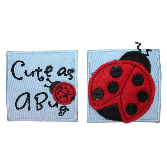 ID 1716AB Set of 2 Ladybug Badge Patch Garden Bug Embroidered Iron On Applique