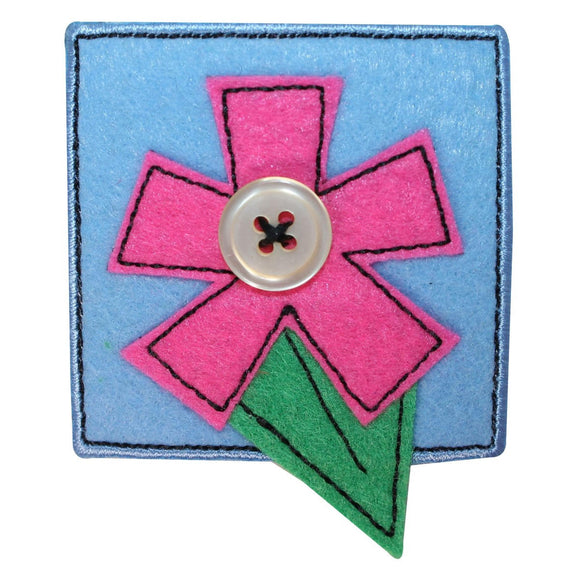 ID 1717A Felt Flower Badge Patch Garden Daisy Embroidered Iron On Applique