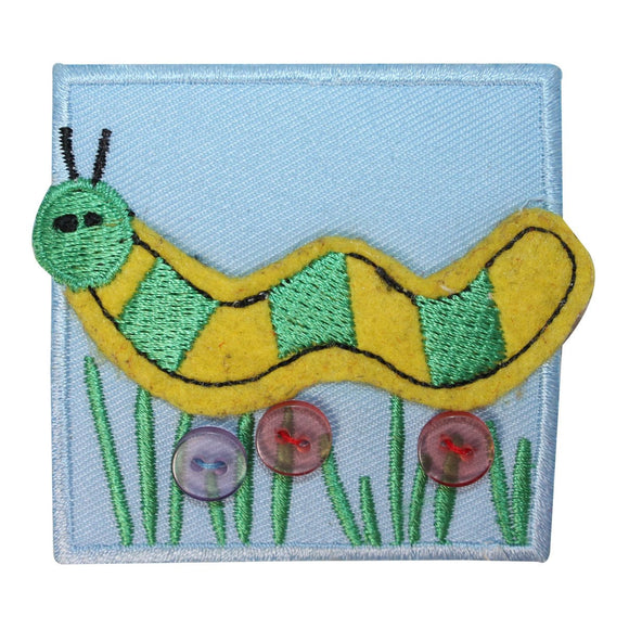 ID 1719B Caterpillar Bug Badge Patch Garden Insect Embroidered Iron On Applique