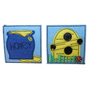 ID 1720AB Set of 2 Bee Hive Honey Patches Felt Embroidered Iron On Applique
