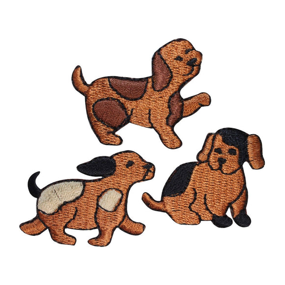 ID 2846ABC Set of 3 Assorted Dog Patches Puppy Pet Embroidered Iron On Applique