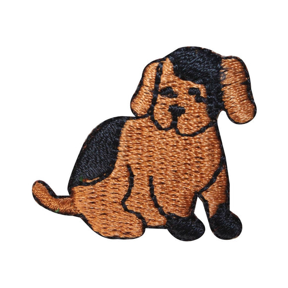 ID 2846B Cute Spotted Puppy Sitting Patch Pet Dog Embroidered Iron On Applique