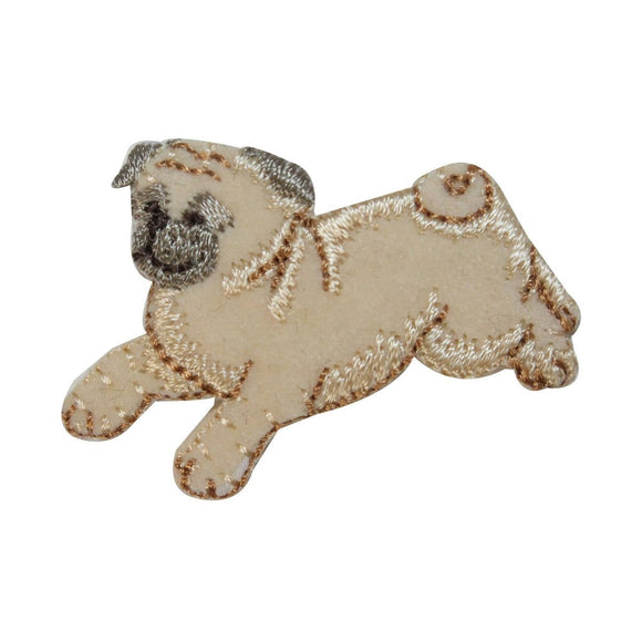 ID 2847C Fluffy Pug Puppy Jumping Patch Cute Pet Dog Embroidered IronOn Applique