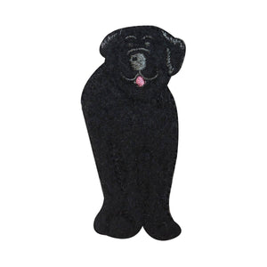 ID 2862A Fluffy Black Dog Patch Furry Pet Animal Embroidered Iron On Applique